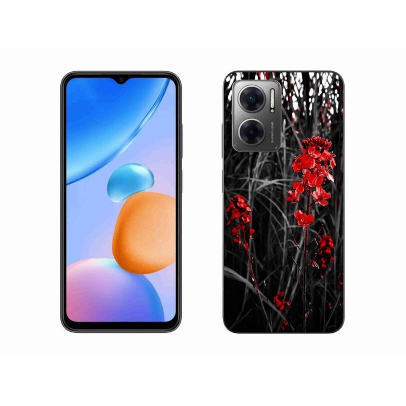 Gél borítás mmCase a Xiaomi Redmi 10 5G-hez - piros növény