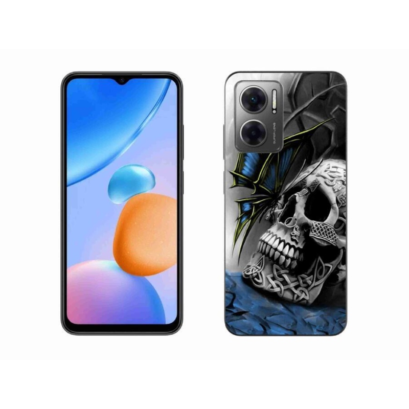 Gél borítás mmCase a Xiaomi Redmi 10 5G-hez - pillangó és koponya