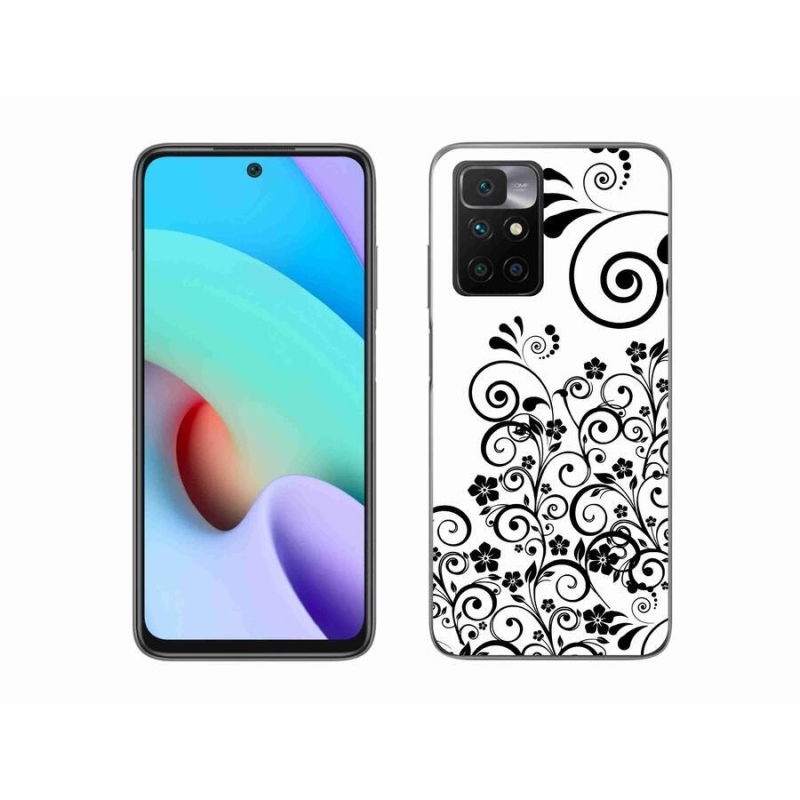 Gél védőhuzat mmCase a Xiaomi Redmi 10/Redmi 10 (2022) - fekete és fehér virágmintás tokhoz