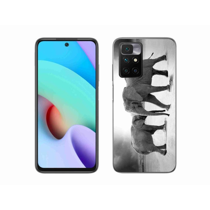Gél borítás mmCase a Xiaomi Redmi 10/Redmi 10 (2022) - fekete és fehér elefántokhoz