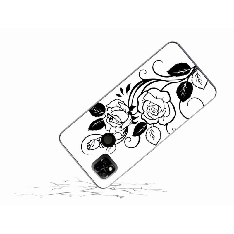 Gél borítás mmCase a Xiaomi Redmi 10A számára - fekete és fehér rózsa