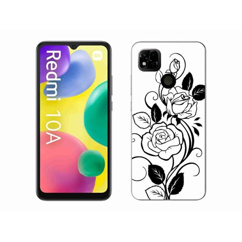 Gél borítás mmCase a Xiaomi Redmi 10A számára - fekete és fehér rózsa