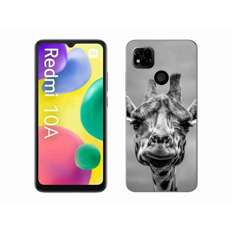 Gél borítás mmCase a Xiaomi Redmi 10A számára - fekete és fehér zsiráf
