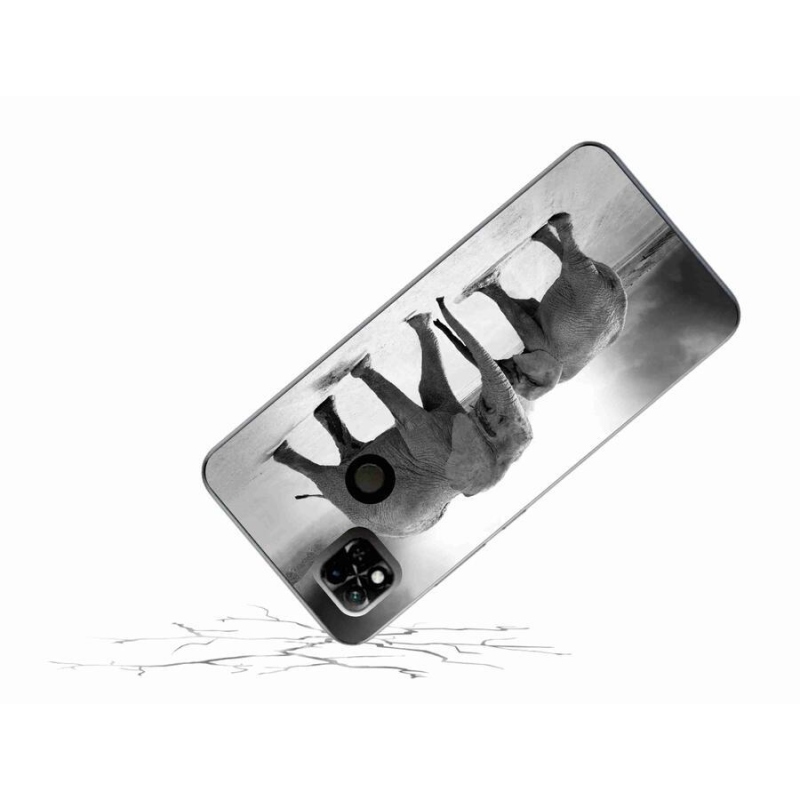 Gél borítás mmCase a Xiaomi Redmi 10A számára - fekete és fehér elefántok