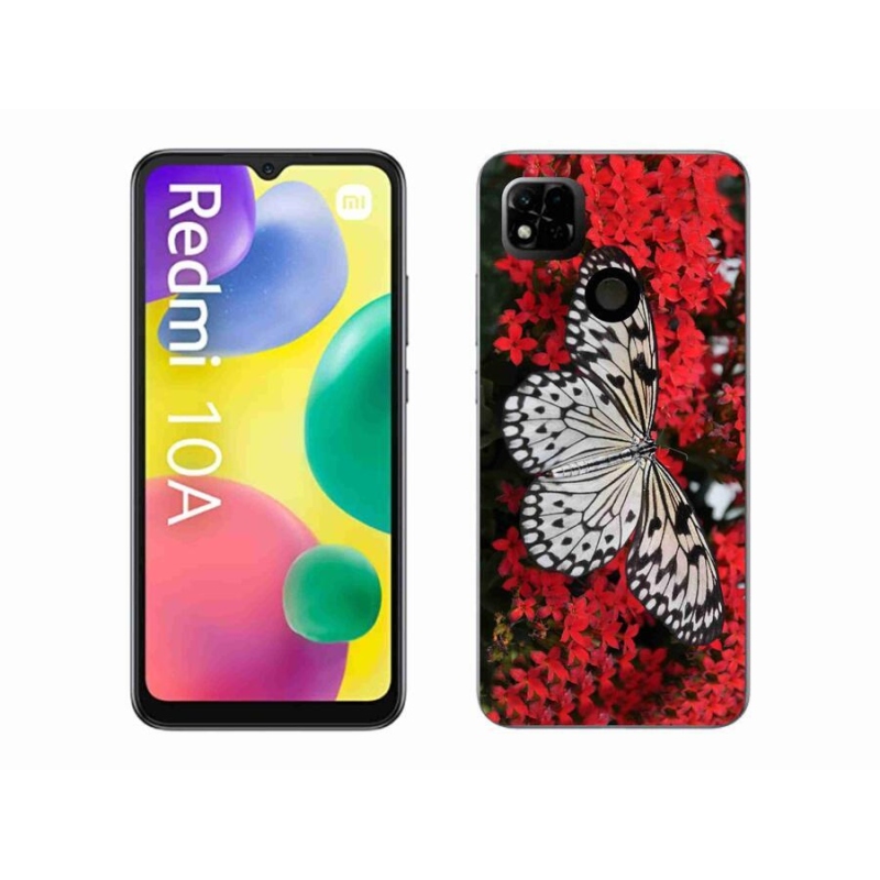 Gél borítás mmCase a Xiaomi Redmi 10A számára - fekete és fehér pillangó 1