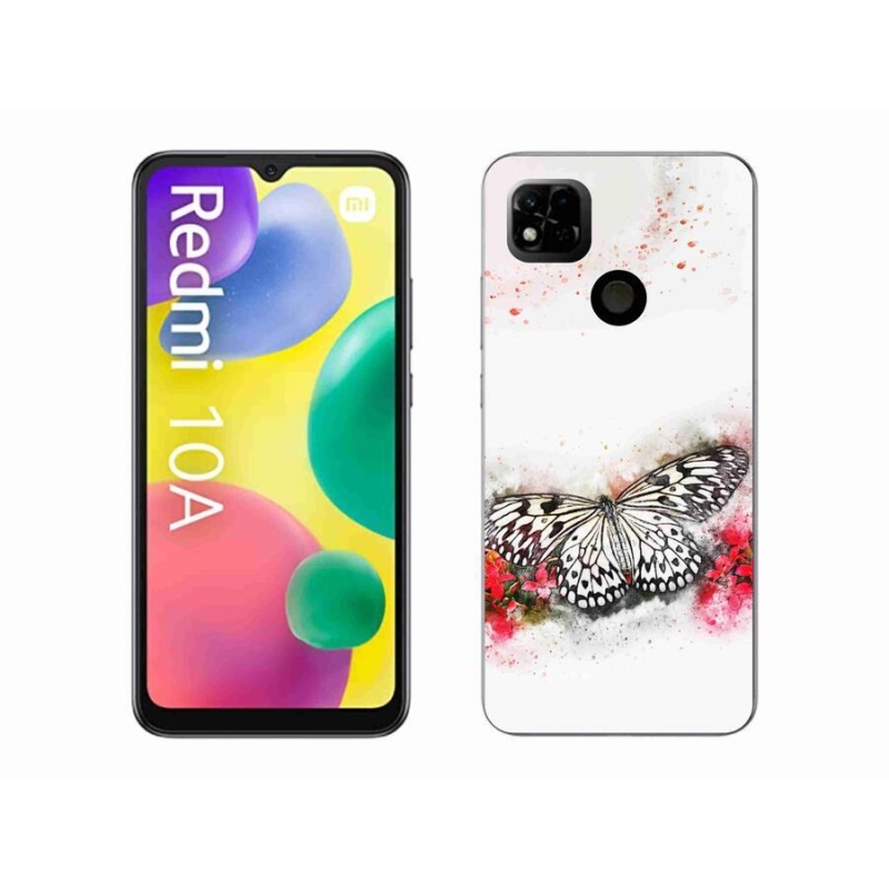 Gél borítás mmCase a Xiaomi Redmi 10A számára - fekete és fehér pillangó