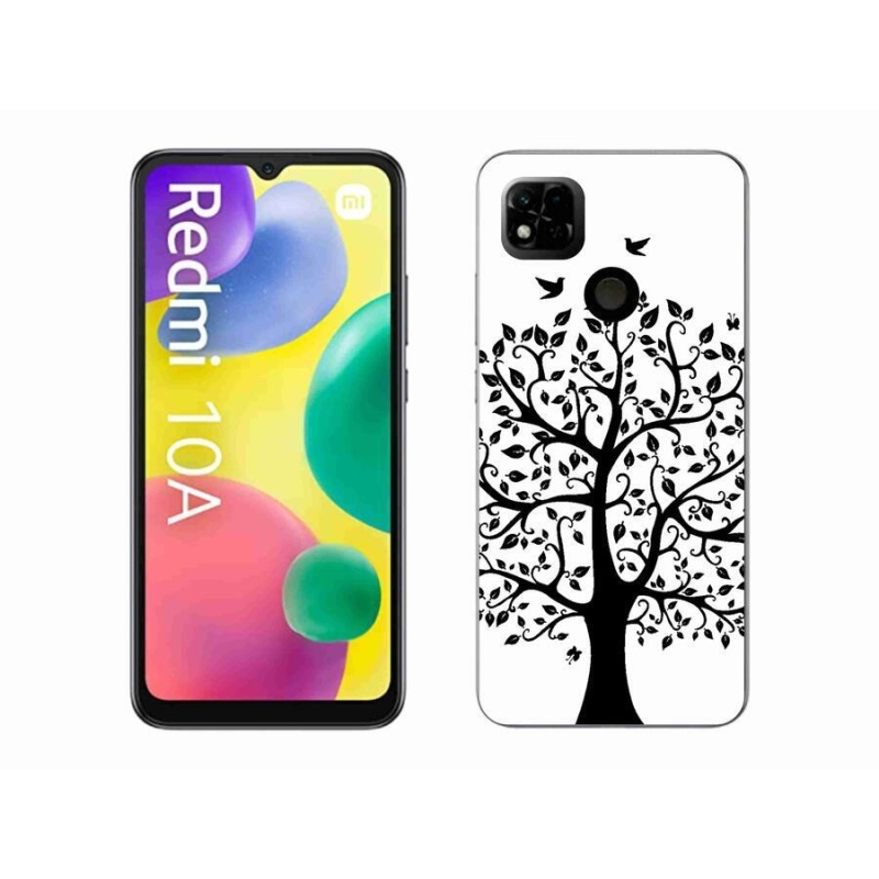 Gél borítás mmCase a Xiaomi Redmi 10A számára - fekete és fehér fa