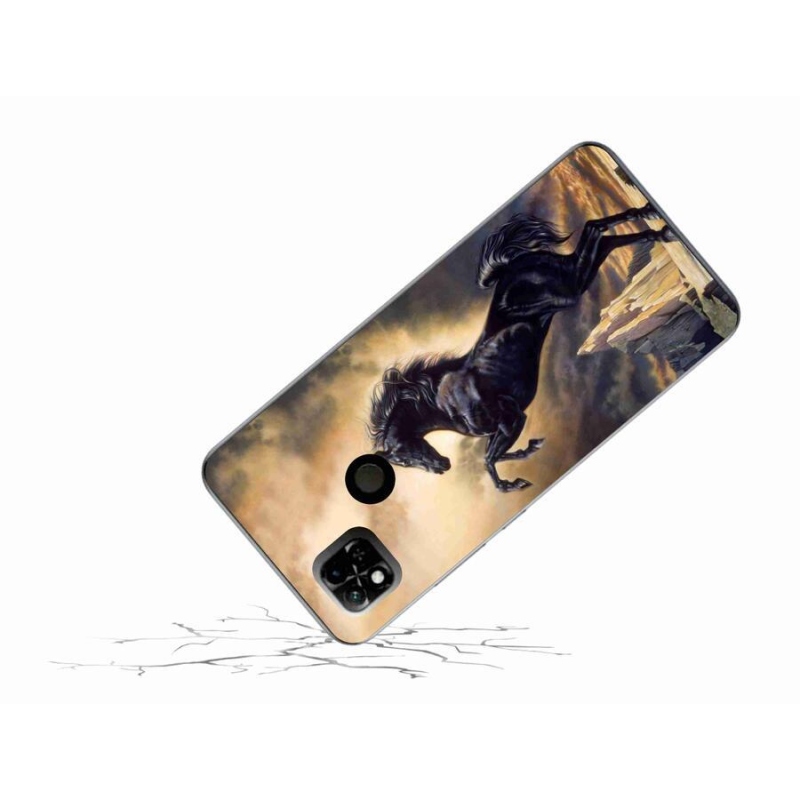 Gél borítás mmCase a Xiaomi Redmi 10A számára - fekete rajzfilm ló