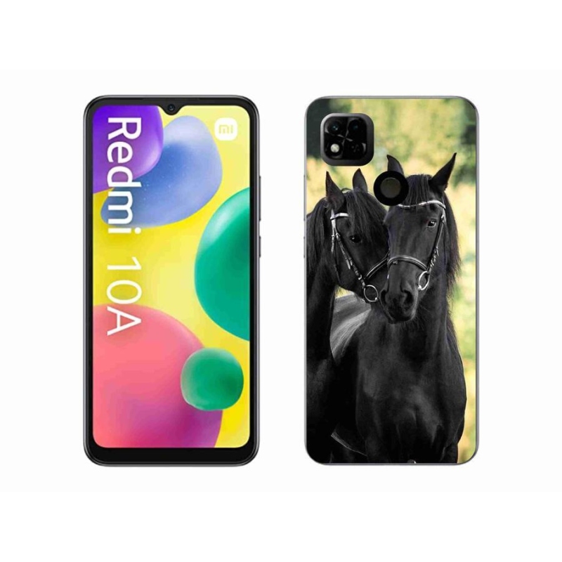 Gél borítás mmCase a Xiaomi Redmi 10A számára - két fekete ló