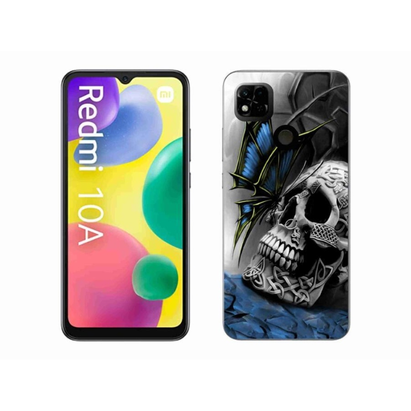 Gél borítás mmCase a Xiaomi Redmi 10A számára - pillangó és koponya