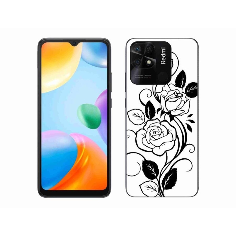 Gél borítás mmCase a Xiaomi Redmi 10C-hez - fekete és fehér rózsa