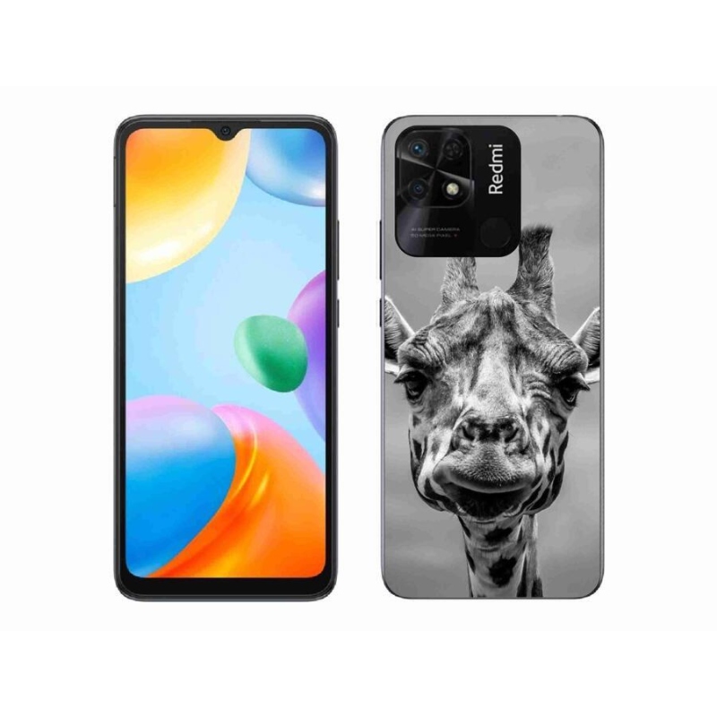 Gél borítás mmCase a Xiaomi Redmi 10C-hez - fekete-fehér zsiráf