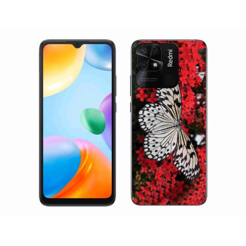 Gél borítás mmCase a Xiaomi Redmi 10C-hez - fekete és fehér pillangó 1
