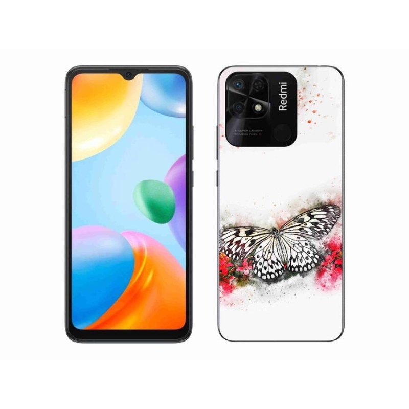 Gél borítás mmCase a Xiaomi Redmi 10C-hez - fekete-fehér pillangó