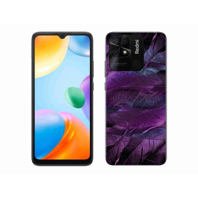 Gél borító mmCase a Xiaomi Redmi 10C-hez - lila tollak