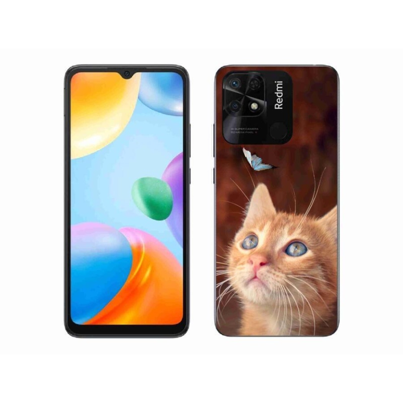 Gél borító mmCase a Xiaomi Redmi 10C-hez - pillangó és cica