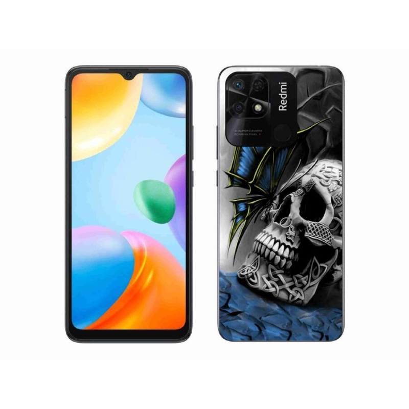 Gél borítás mmCase a Xiaomi Redmi 10C-hez - pillangó és koponya