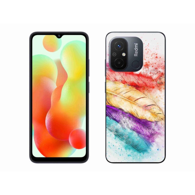 Gél borítás mmCase a Xiaomi Redmi 12C-hez - színes tollakkal