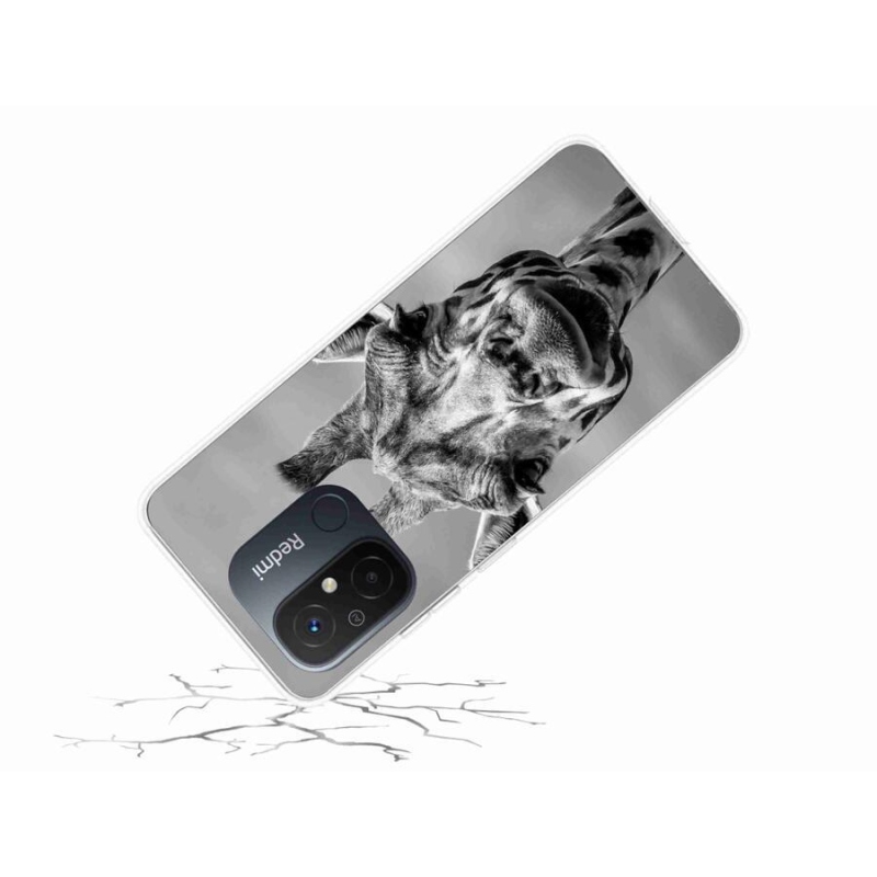 Gél borítás mmCase a Xiaomi Redmi 12C-hez - fekete-fehér zsiráf