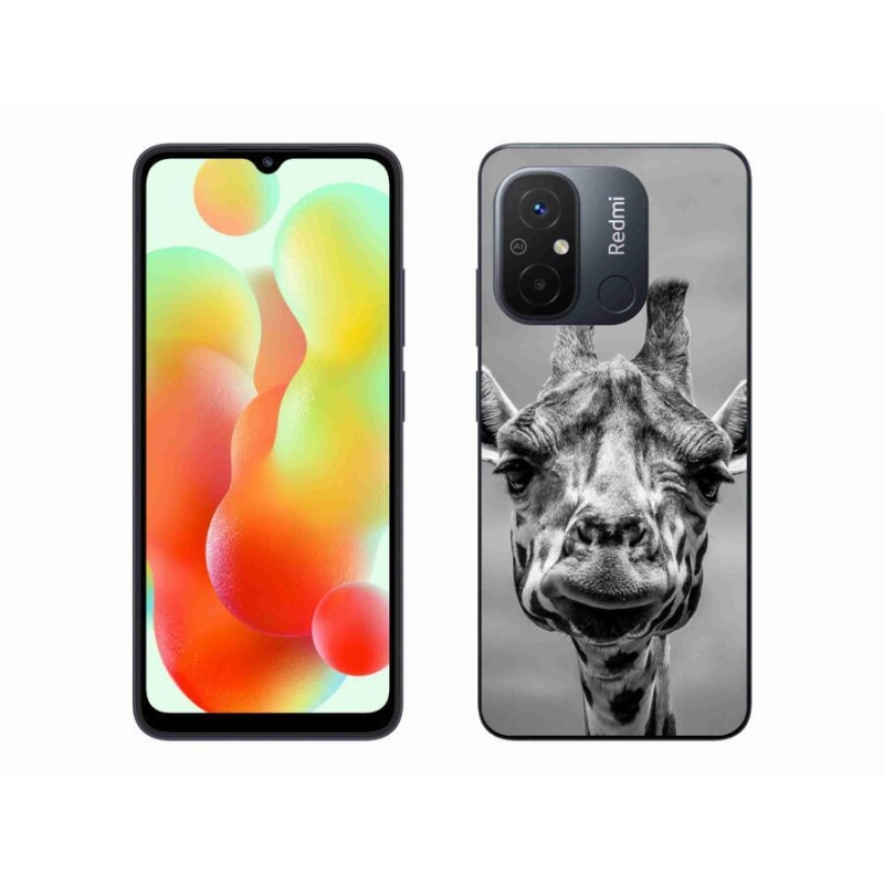 Gél borítás mmCase a Xiaomi Redmi 12C-hez - fekete-fehér zsiráf