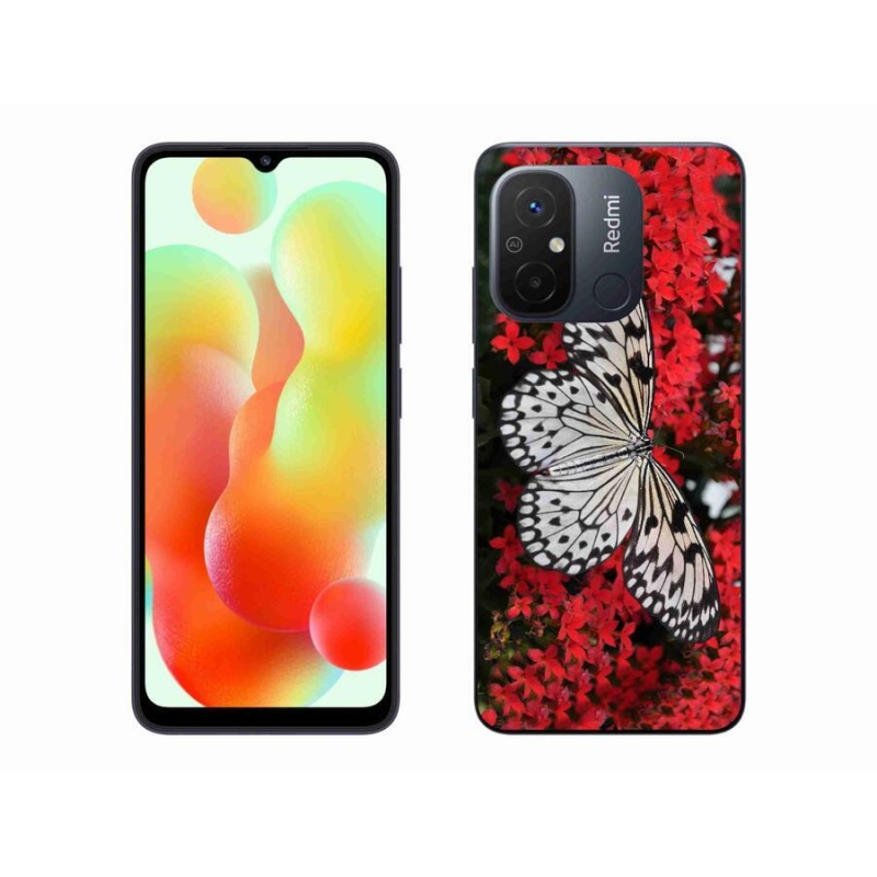 Gél borítás mmCase a Xiaomi Redmi 12C-hez - fekete és fehér pillangó 1