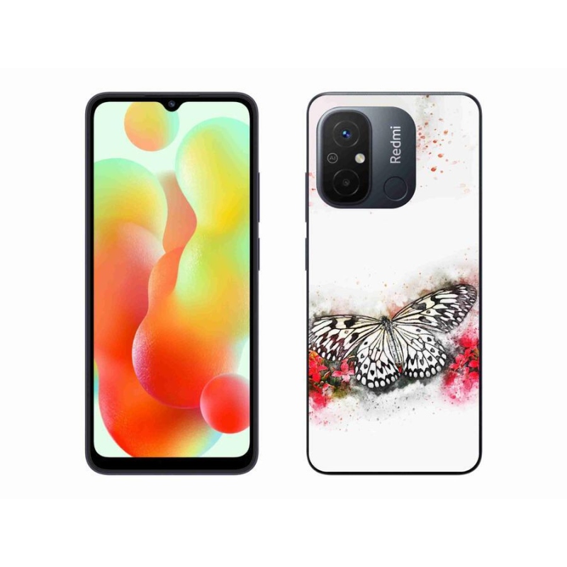 Gél borítás mmCase a Xiaomi Redmi 12C-hez - fekete és fehér pillangó