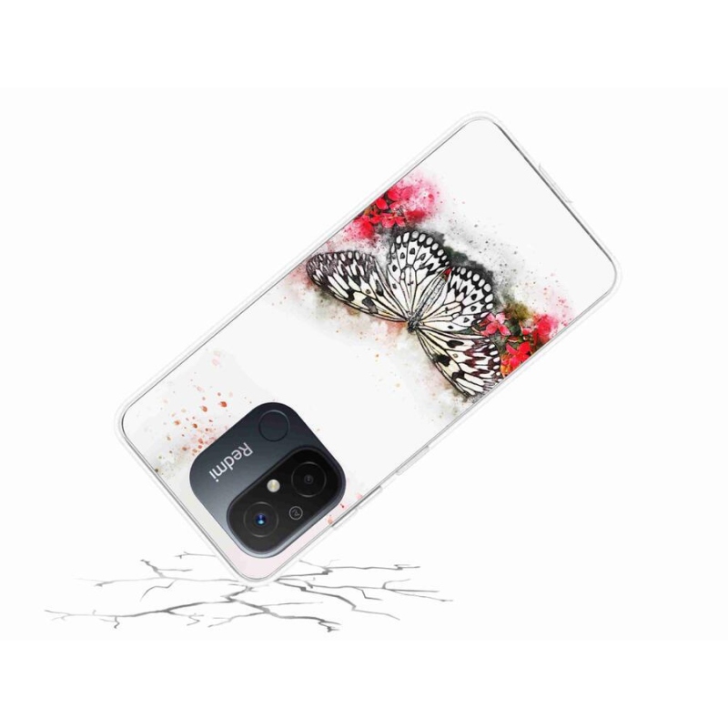 Gél borítás mmCase a Xiaomi Redmi 12C-hez - fekete és fehér pillangó