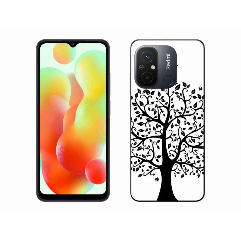 Gél borítás mmCase a Xiaomi Redmi 12C-hez - fekete és fehér fa