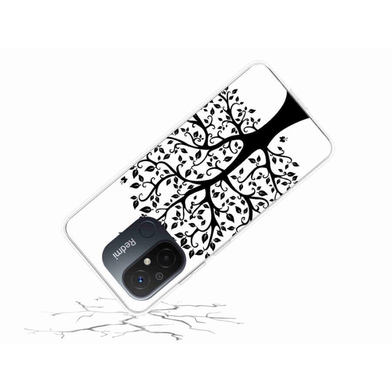 Gél borítás mmCase a Xiaomi Redmi 12C-hez - fekete és fehér fa