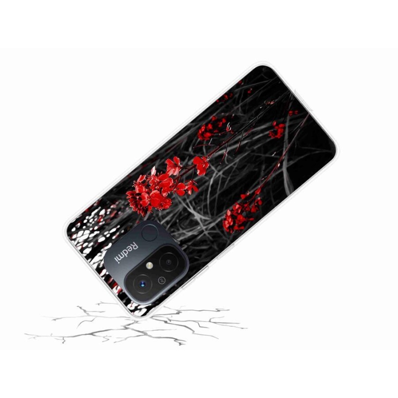 Gél borítás mmCase a Xiaomi Redmi 12C-hez - piros növény