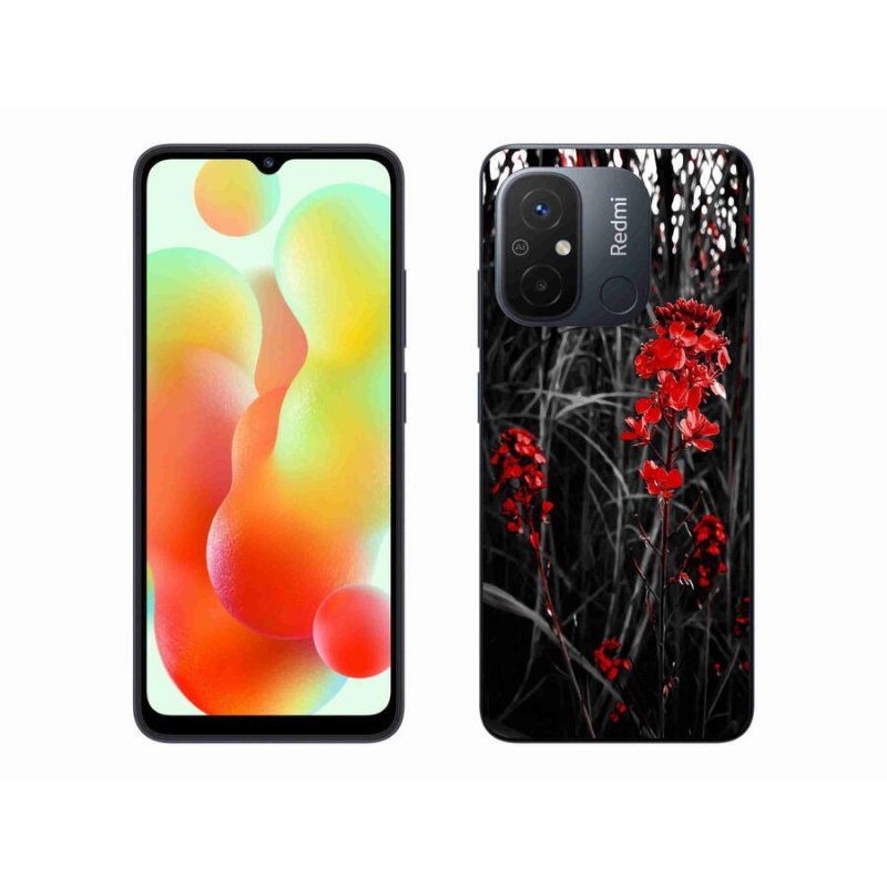 Gél borítás mmCase a Xiaomi Redmi 12C-hez - piros növény