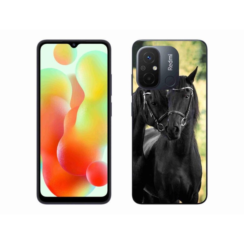 Gél borítás mmCase a Xiaomi Redmi 12C-hez - két fekete ló