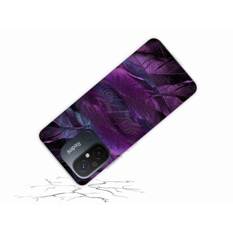 Gél borítás mmCase a Xiaomi Redmi 12C-hez - lila tollak