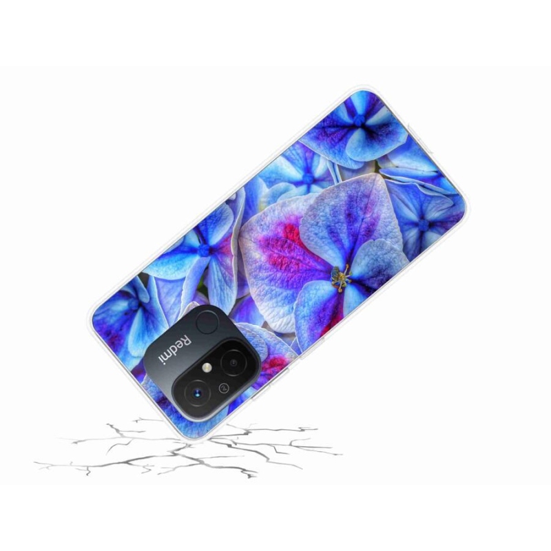 Gél borítás mmCase a Xiaomi Redmi 12C-hez - kék virágok 1
