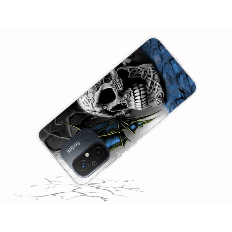 Gél borítás mmCase a Xiaomi Redmi 12C-hez - pillangó és koponya