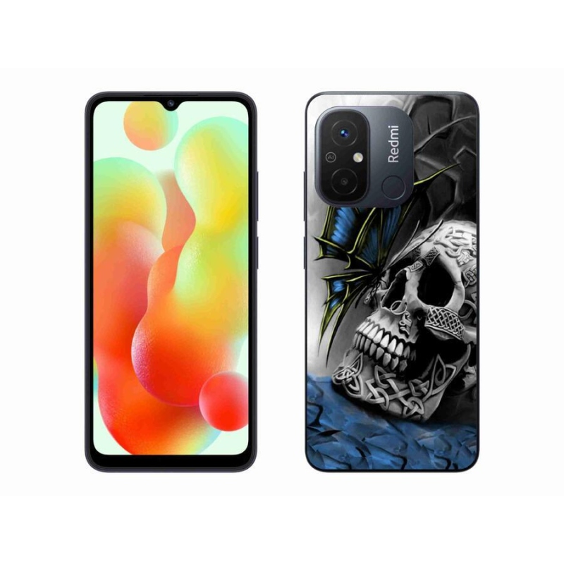 Gél borítás mmCase a Xiaomi Redmi 12C-hez - pillangó és koponya