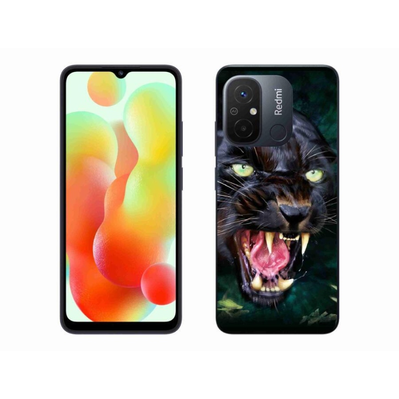 Gél borítás mmCase a Xiaomi Redmi 12C-hez - dühös fekete párduc