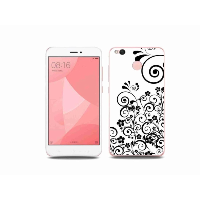 Gél borítás mmCase a Xiaomi Redmi 4X-hez - fekete és fehér virágmintás