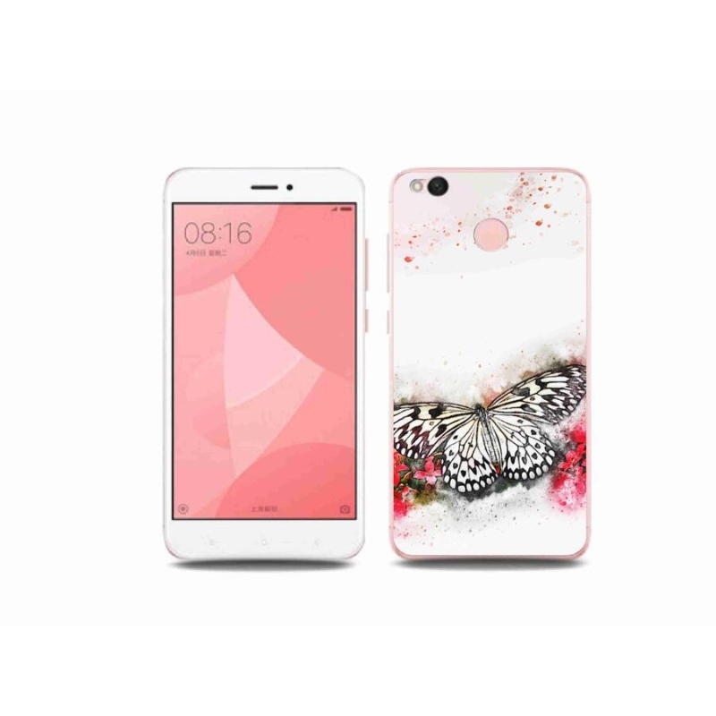 Gél borítás mmCase a Xiaomi Redmi 4X-hez - fekete-fehér pillangó