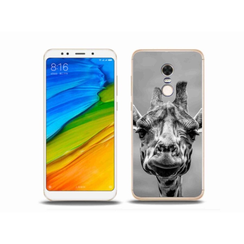 Gél borítás mmCase a Xiaomi Redmi 5 Plus számára - fekete-fehér zsiráf
