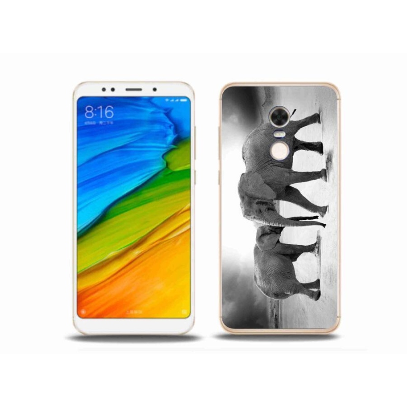 Gél borítás mmCase a Xiaomi Redmi 5 Plus számára - fekete és fehér elefántok