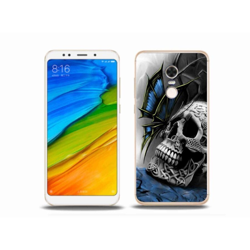 Gél borítás mmCase a Xiaomi Redmi 5 Plus számára - pillangó és koponya