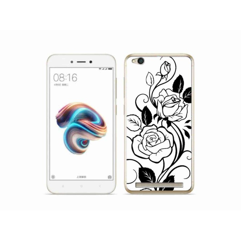 Gél borítás mmCase a Xiaomi Redmi 5A számára - fekete és fehér rózsa