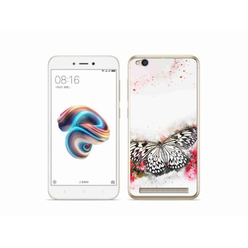 Gél borítás mmCase a Xiaomi Redmi 5A számára - fekete és fehér pillangó
