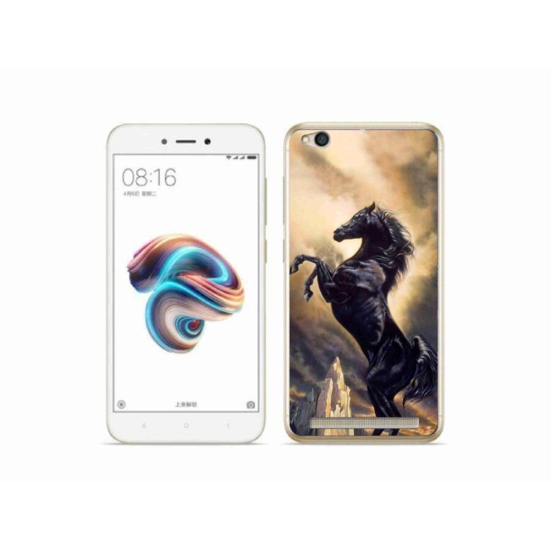 Gél borítás mmCase a Xiaomi Redmi 5A számára - fekete rajzfilm ló