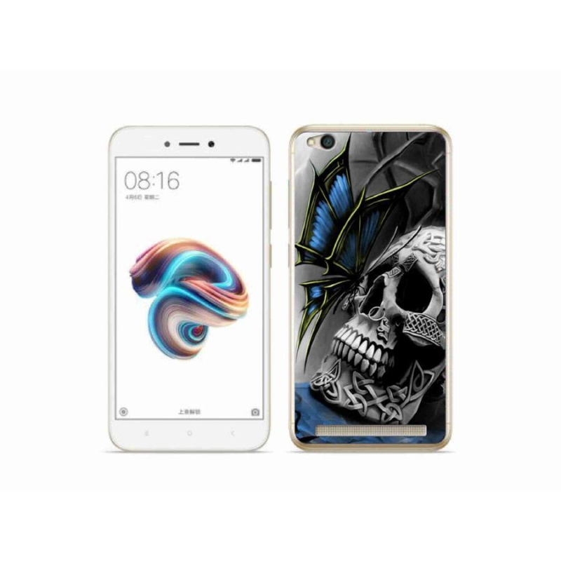 Gél borítás mmCase a Xiaomi Redmi 5A számára - pillangó és koponya