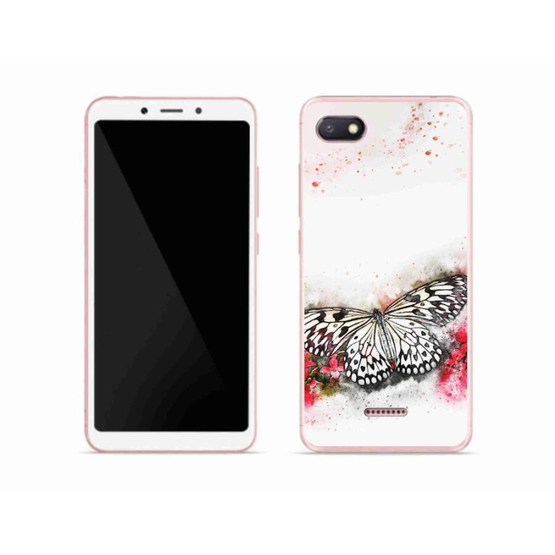 Gél borítás mmCase a Xiaomi Redmi 6A számára - fekete és fehér pillangó