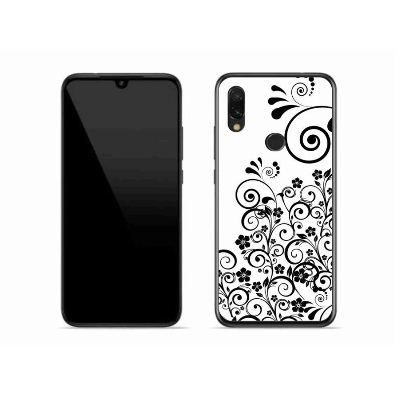 Gél borítás mmCase a Xiaomi Redmi 7-hez - fekete és fehér virágminták