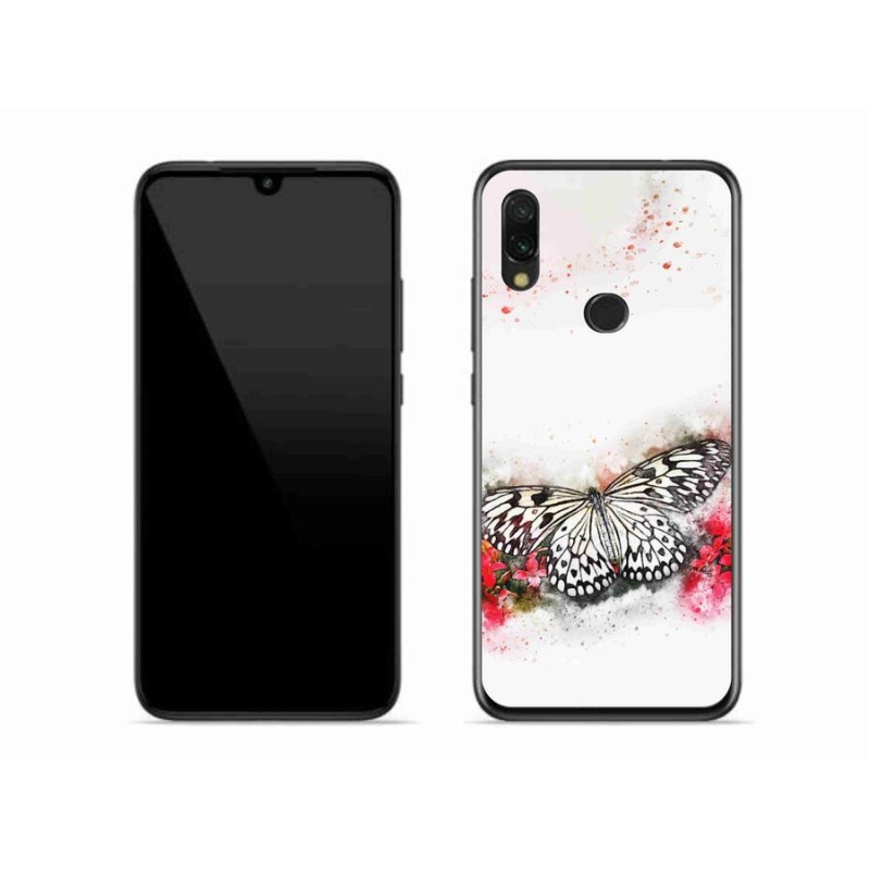 Gél borítás mmCase a Xiaomi Redmi 7-hez - fekete és fehér pillangó