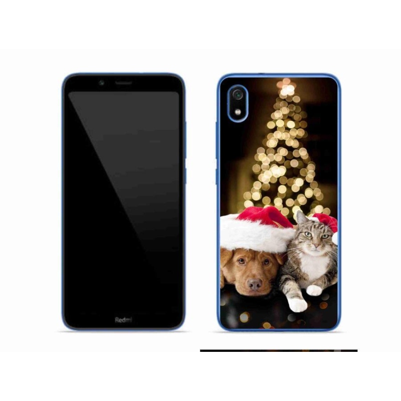 Gél borító mmCase a Xiaomi Redmi 7A számára - Karácsonyi kutya és macska